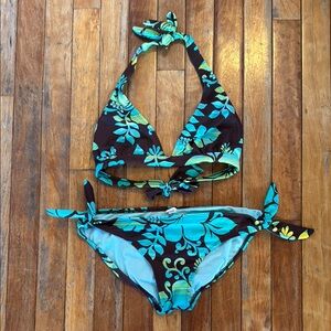 Floral Halter Tie Bikini Set